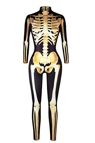 Women's Skeleton One-Piece Swimsuit Costume with Zip-Back Z324420
