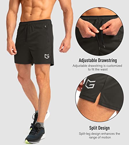 Men's Running Shorts with Zipper Pockets Quick Dry 5" Z842