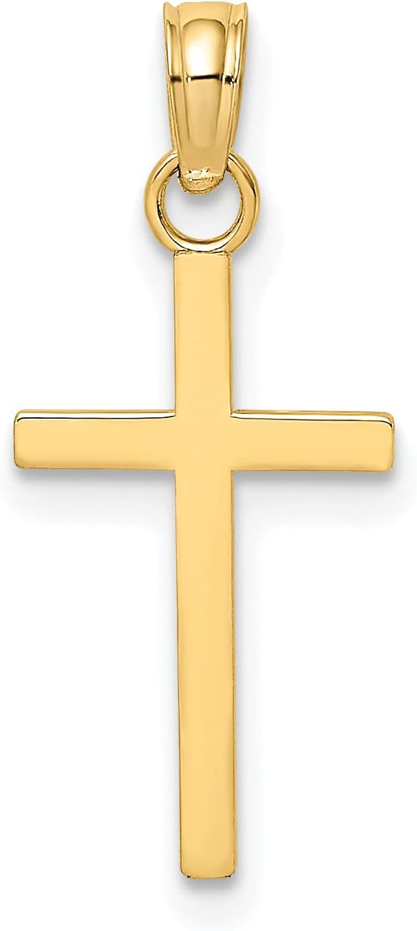 10K Yellow Gold Polished Small Cross Pendant Charm (21.5mm x 10mm)