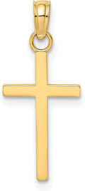 10K Yellow Gold Polished Small Cross Pendant Charm (21.5mm x 10mm)