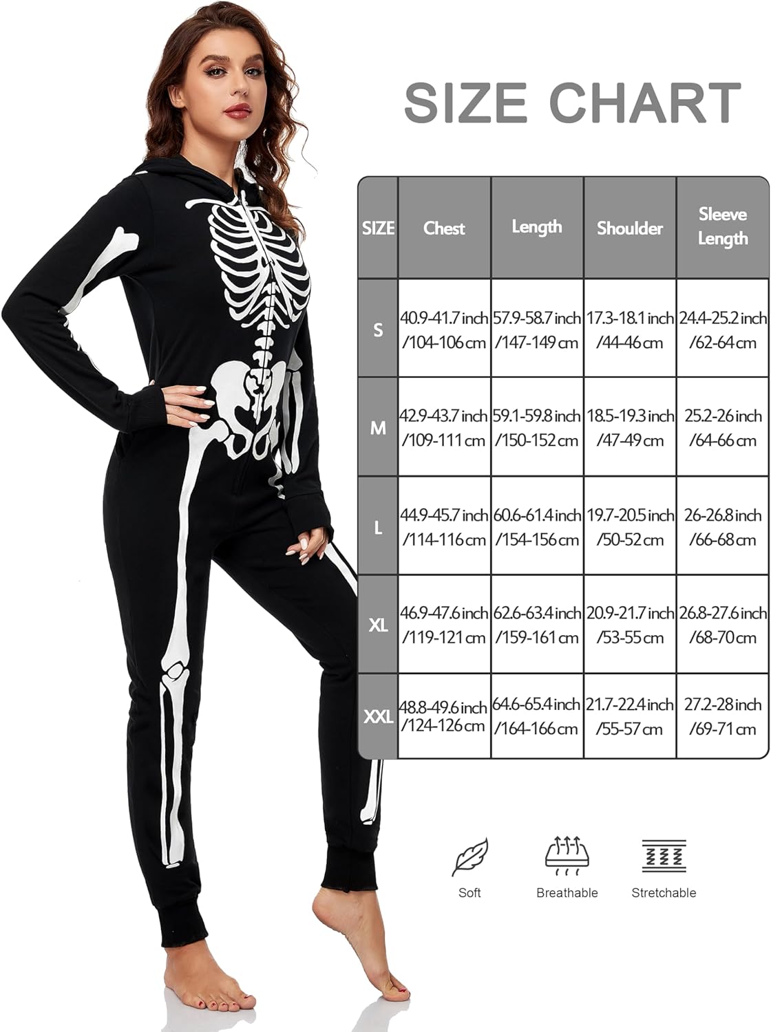 Glow in the Dark Skeleton Halloween Onesie Pajama N3075
