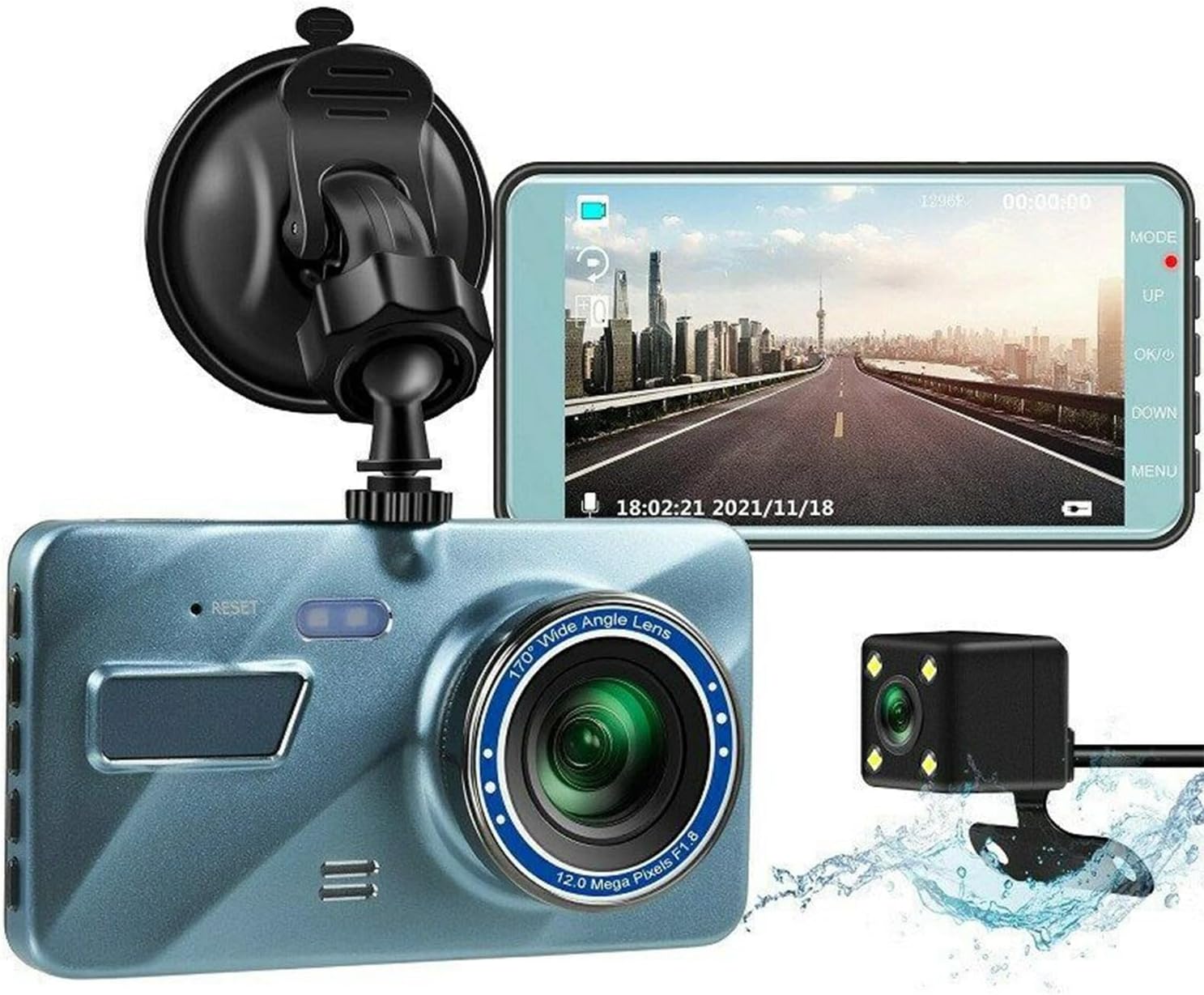 Dash Cam Front and Rear, 720P HD Dual Dash Cam Viedo Recorder with Night Vision,Car Camera with 4 inch LCD Display, WDR G-Sensor Parking Monitor Loop Recording Motion Detection