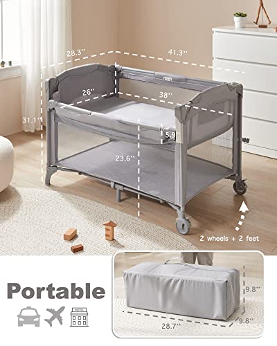 4 in 1 Baby Bassinet Bedside Sleeper with Changing Table S335706