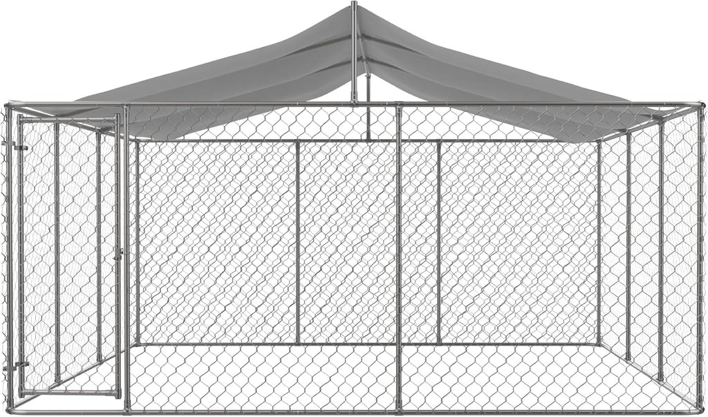 Outdoor Dog Kennel with Roof, Chain Link Enclosure Pen H159