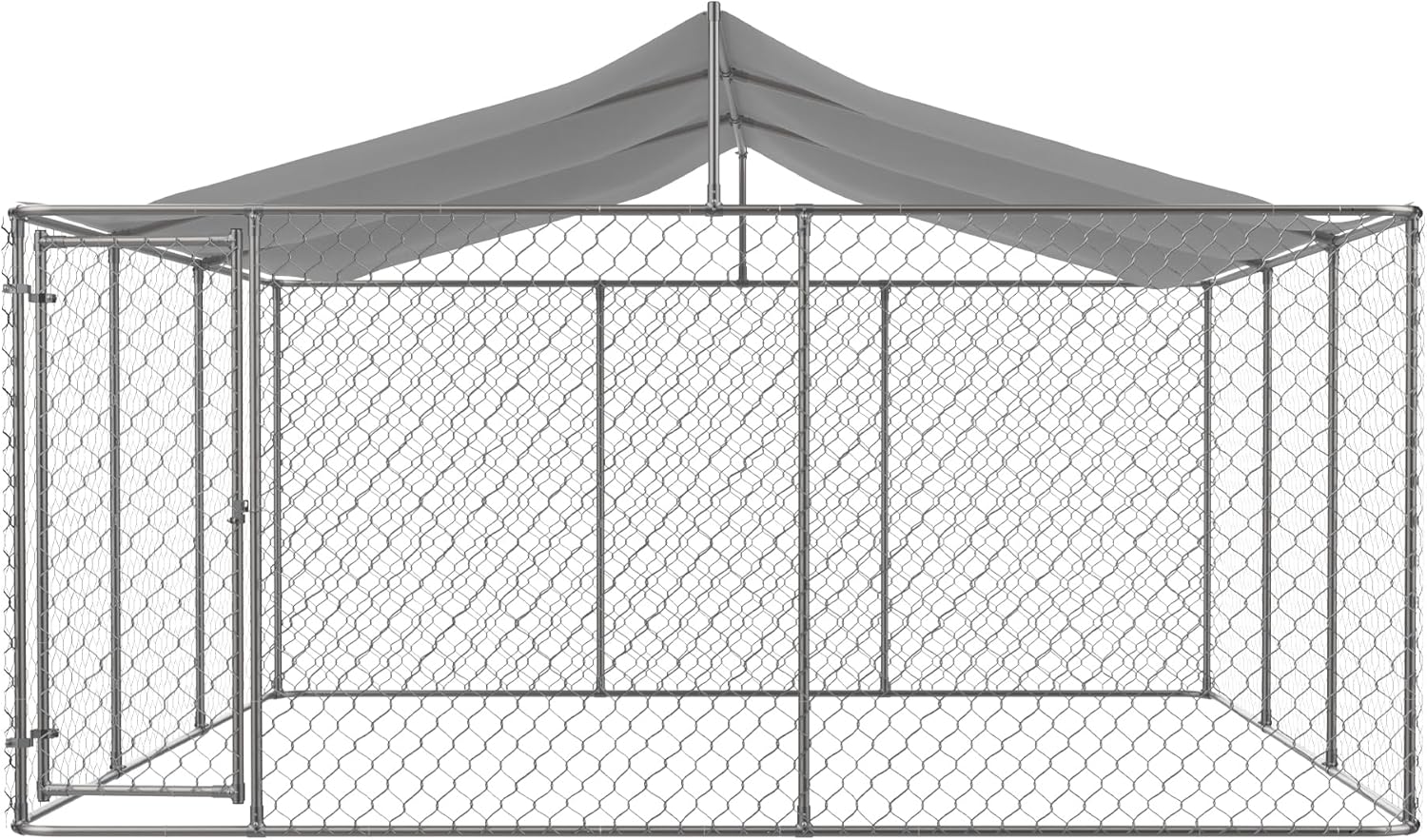 Outdoor Dog Kennel with Roof, Chain Link Enclosure Pen H159
