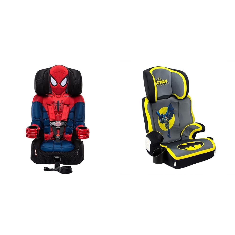 KidsEmbrace Marvel Spider-Man 2-in-1 Harness Booster & DC Comics Batman High Back Booster Car Seats, 2 Modes