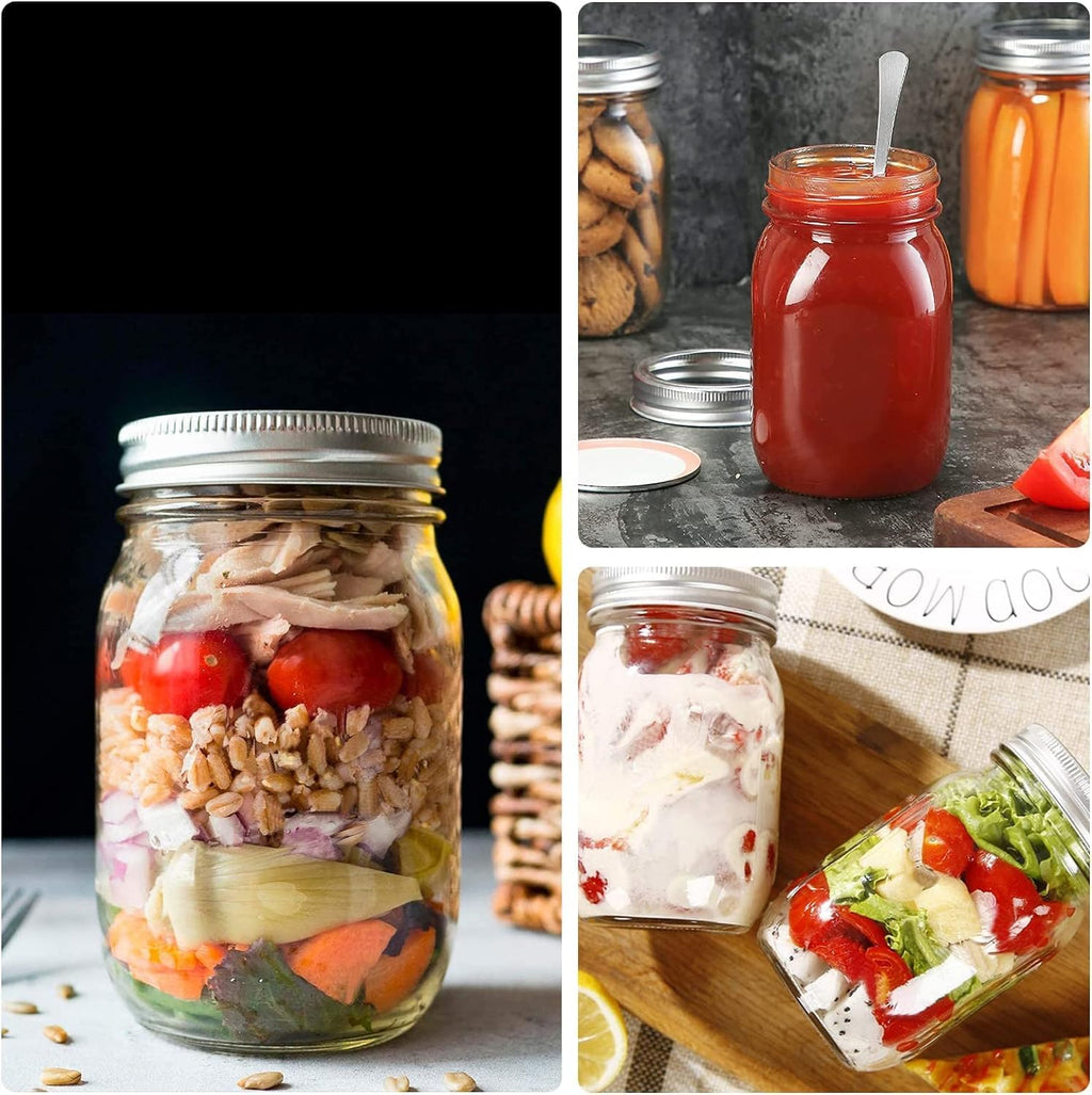 12 Pack Mason Jars with Airtight Lids, 16 oz for Canning and Food Storage F46920
