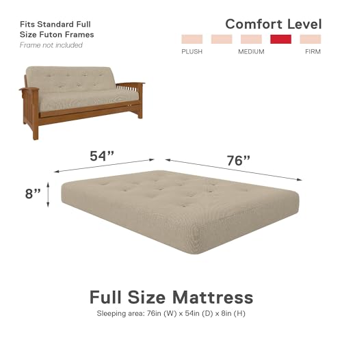 6-Inch Bonnell Coil Futon Mattress, Polyester Linen, Full, Dark Gray X2340