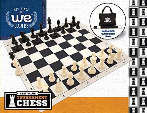 Tournament Chess Set with Filled Pieces and Roll-Up Vinyl Board C914884
