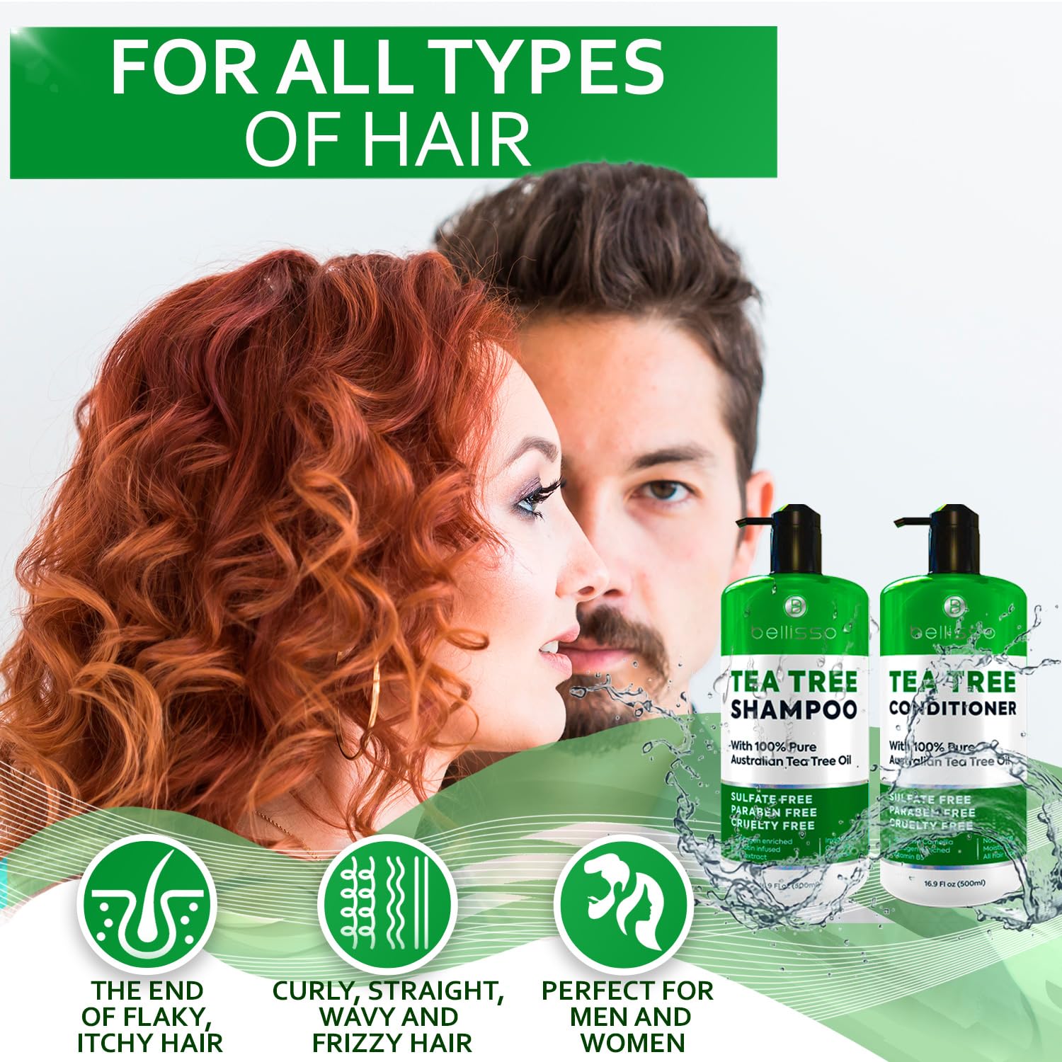 Tea Tree Oil Shampoo and Conditioner Set for Dandruff and Itchy Scalp D89879
