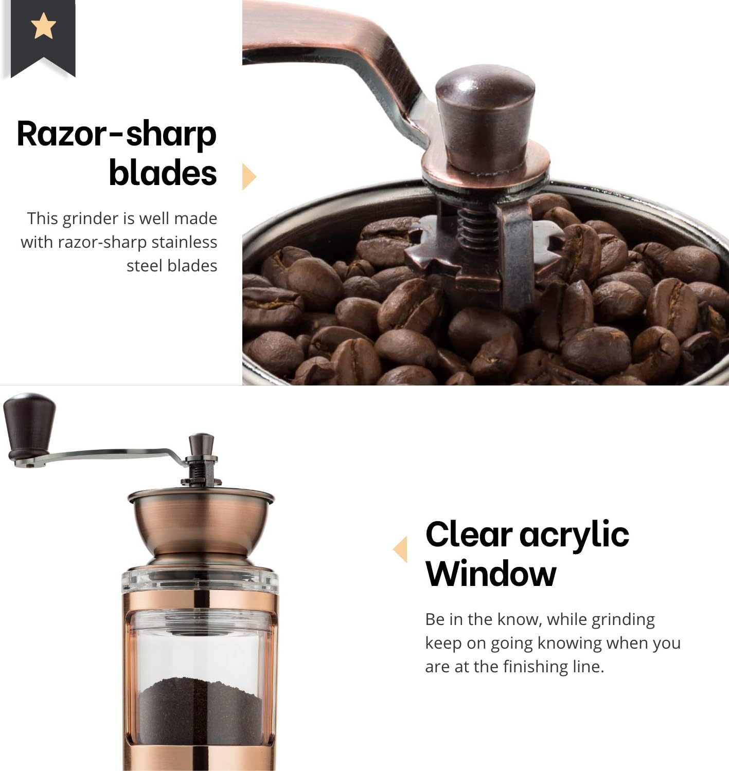 Manual Coffee Grinder with Adjustable Settings for French Press, Espresso N90489