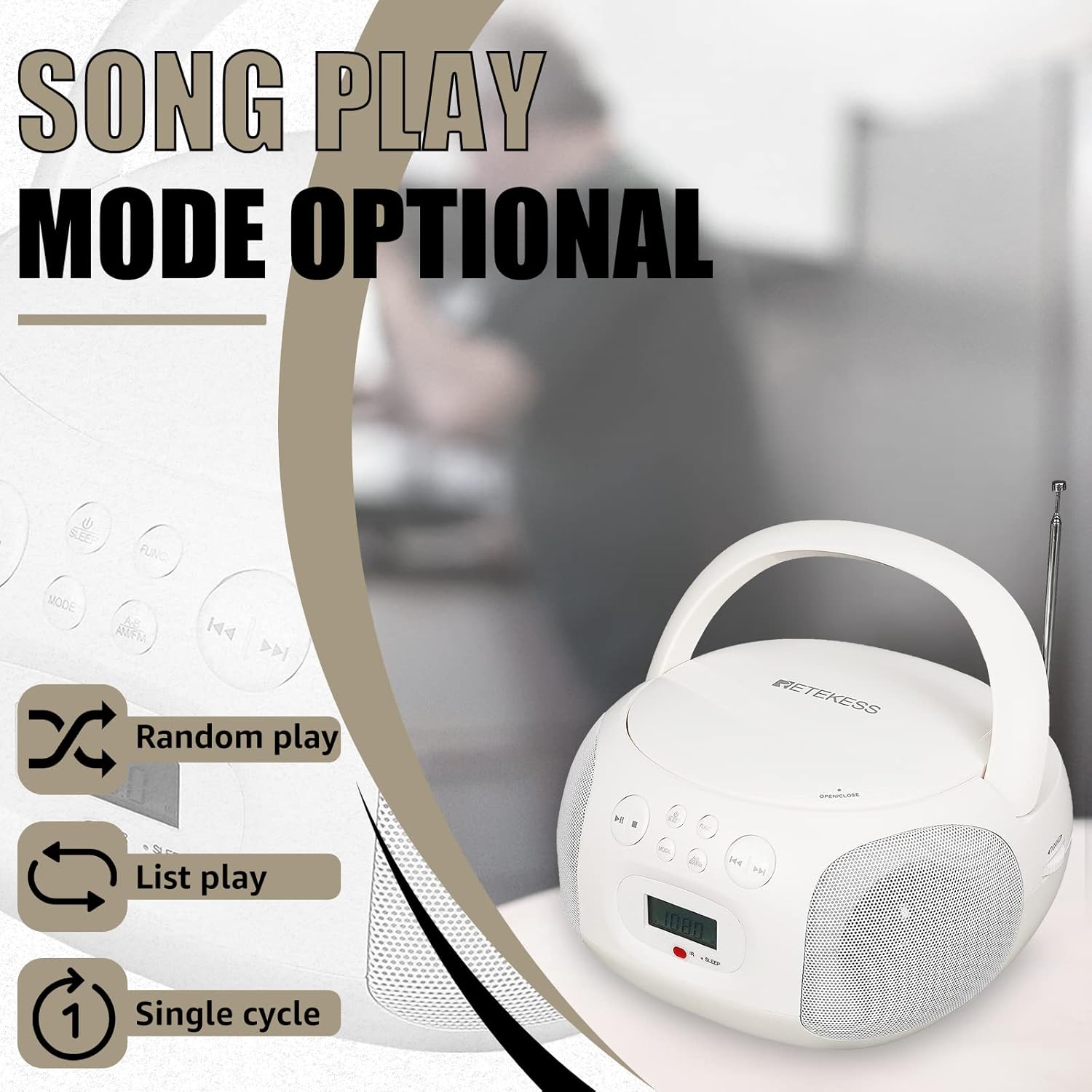 CD and Cassette Player Combo with Stereo Sound, Remote Control, Bluetooth, USB, AUX I500