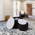 kevinplus Black Round Coffee Table Set of 2 Nesting Storage Ottoman for Living Room, Modern Circle Ottoman Coffee Table Drum Side Table End Table for Bedroom Apartment, Velvet Fabric (2-Pcs Black)