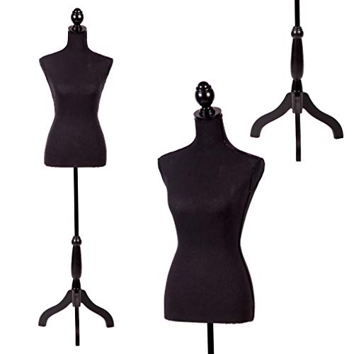 FDW Manikin 60”-67”Height Adjustable Female Dress Model Display Torso Body Tripod Stand Clothing Forms，White