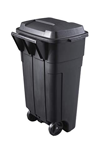 Heavy-Duty Wheeled Trash Can with Lid, 34-Gallon, Black Q3523