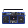 QFX J-220BT Red Boombox MP3 Conversion from Radio to Cassette with 4-Band (AM, FM, SW1, SW2) Radio with Bluetooth, Dual 3” Speakers, Built-in Microphone, Recorder, and a 3-Band Equalizer