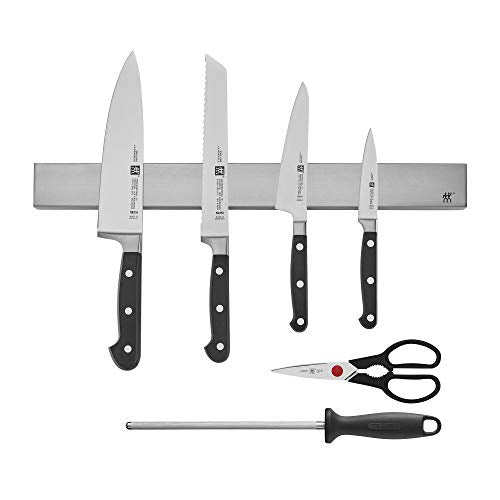 ZWILLING Professional S 7-Piece Razor-Sharp German Block Knife Set With 17.5-inch Stainless Magnetic Knife Bar, Made in German Factory with Special Formula Steel perfected for almost 300 Years