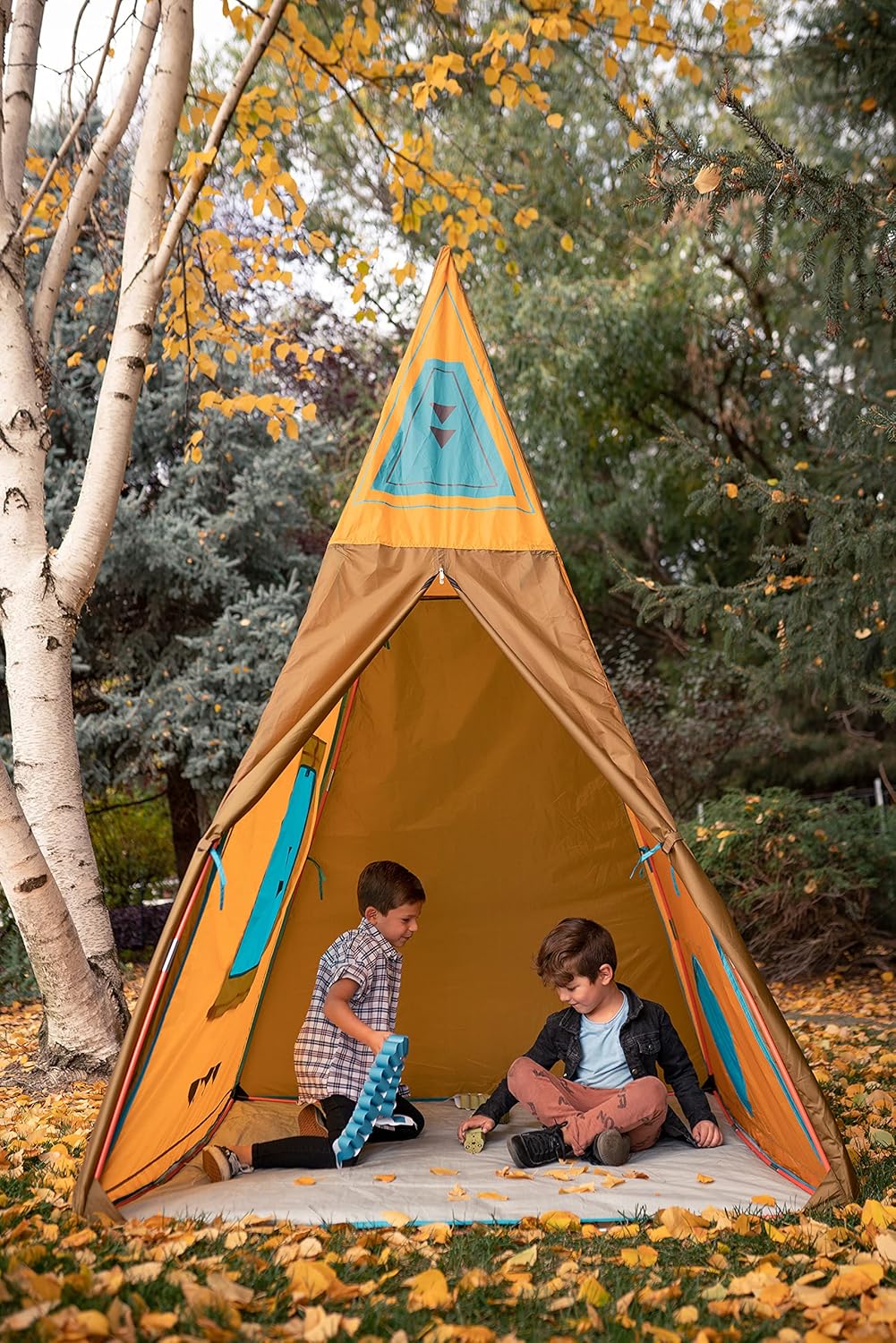 Kids Giant Tee Pee Tent Playhouse, 59 x 59 x 96 Inches, Brown Y9963