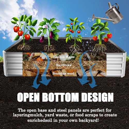 Galvanized Raised Garden Bed, Large Metal Planter Box, 8x4x1ft, 2 Pack F6689