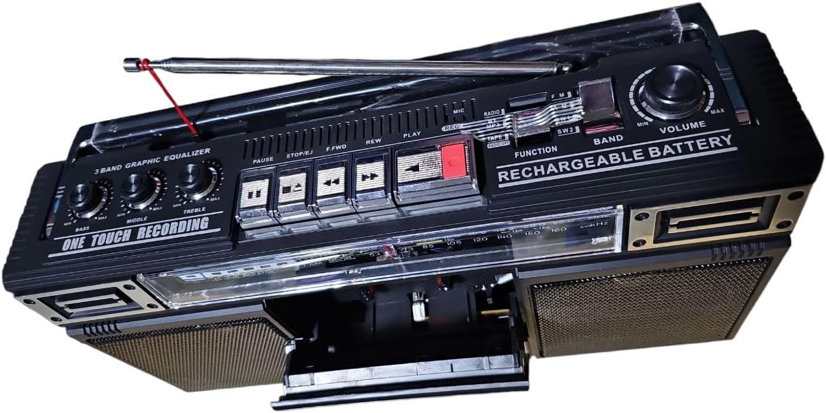 Rechargeable AM/FM/SW Radio Boombox with Bluetooth and USB Recording M980