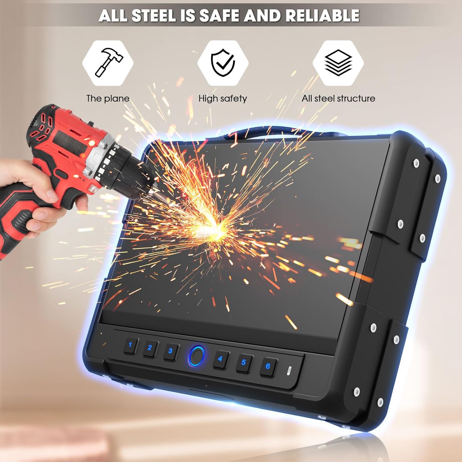 Biometric Gun Safe for 3-4 Pistols, Quick Access with USB-C Port N96475