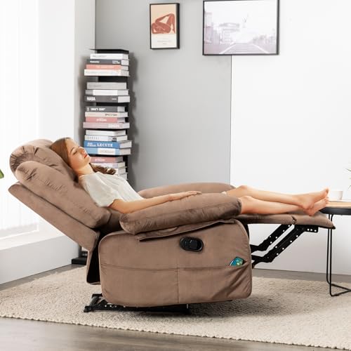 Massage Recliner Chair with Heat, 360° Swivel Rocking for Living Room W417908