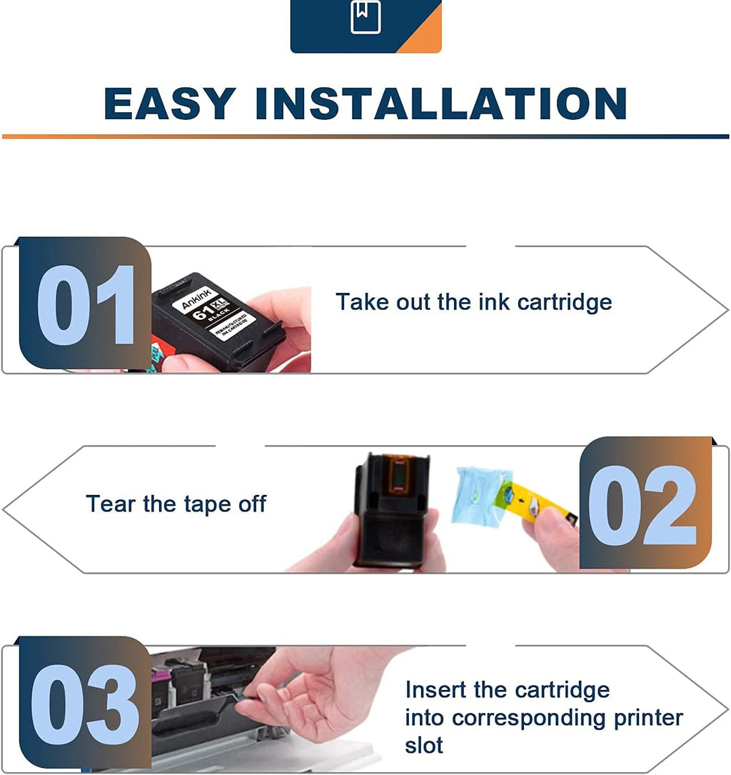 Black Ink Cartridges 2 Pack for HP 61 XL Printers A5463