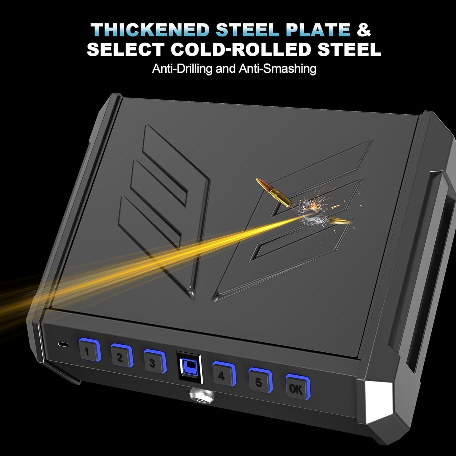 All Metal Quick-Access Pistol Safe with Fingerprint Lock I187935