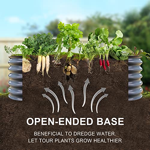 Galvanized Raised Garden Bed Outdoor 32" Tall Metal Planter for Vegetables Herbs Flowers M1831