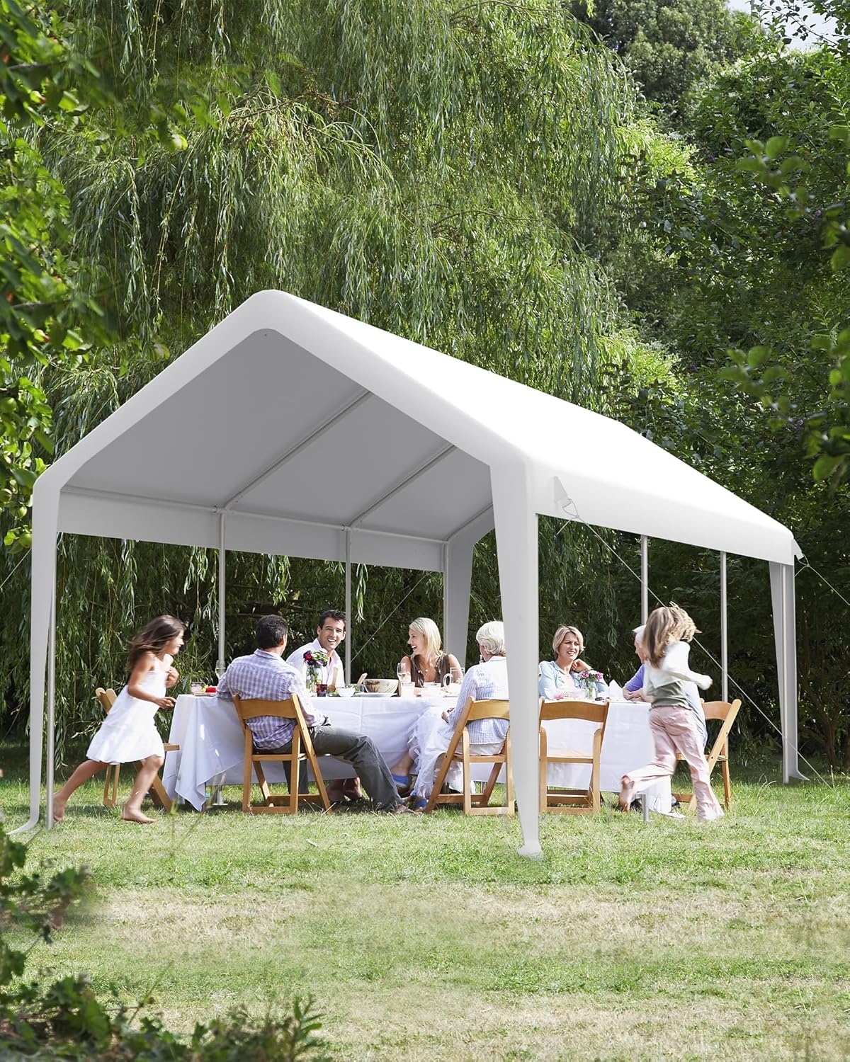 Carport 13x20 Portable Garage, Heavy Duty Canopy with Steel Poles, 4 Roll-up Doors S254110