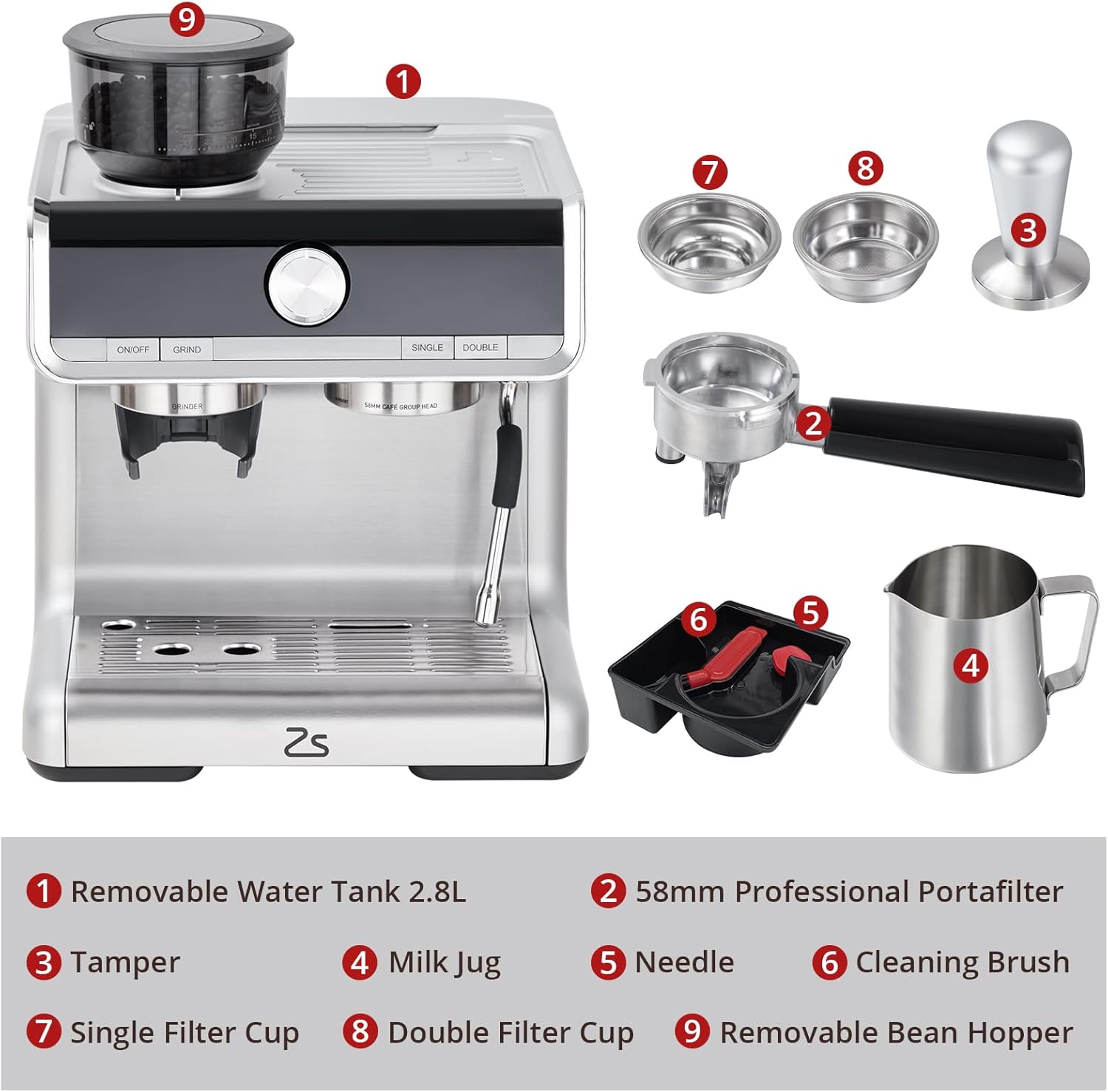 Espresso Maker 20 Bar, 2.8L, Stainless Steel B9588