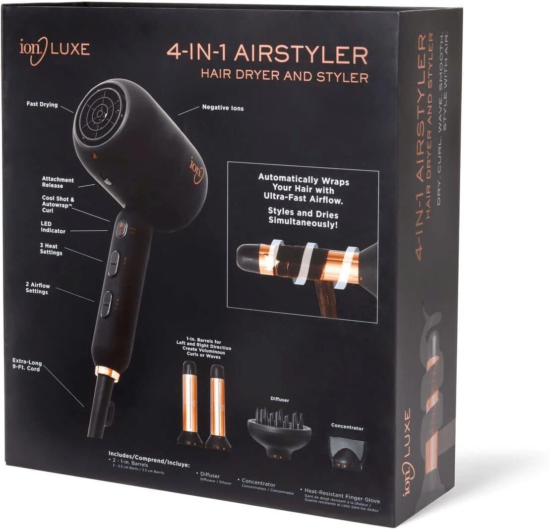 4-in-1 Autowrap Airstyler - Interchangeable Hair Dryer & Curler R2278