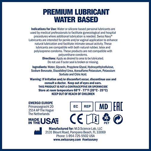 Water Based Lubricant, 6 Ounce, Non Sticky, Unscented Y189