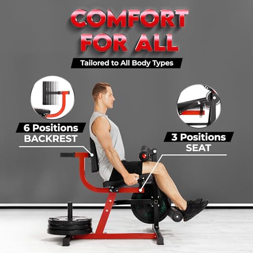 Leg Extension and Curl Machine, Adjustable Plate Loaded Bench for Home Gym S7899