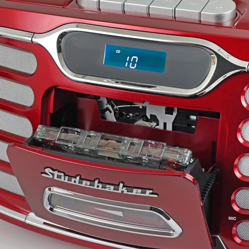Retro Bluetooth Boombox with CD, Cassette, and AM/FM Radio I7334