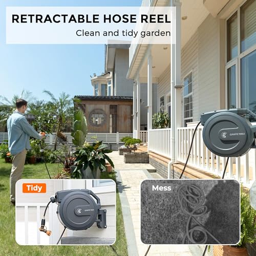 Retractable Garden Hose Reel 78ft, Wall Mounted with 180° Swivel Bracket S263