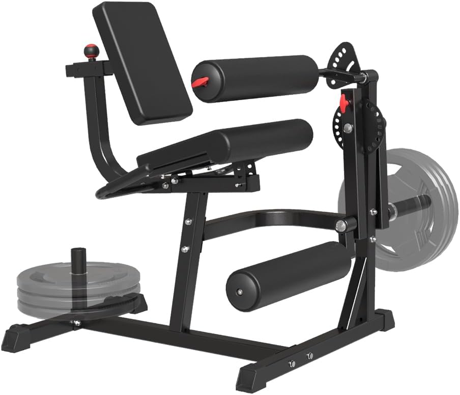 Seated Leg Extension and Curl Machine, Adjustable Plate Loaded Leg Rotary Extension Machine, Lower Body Special Leg Exercise Bench for Thigh, 600LBS Home Gym Leg Workout Machine