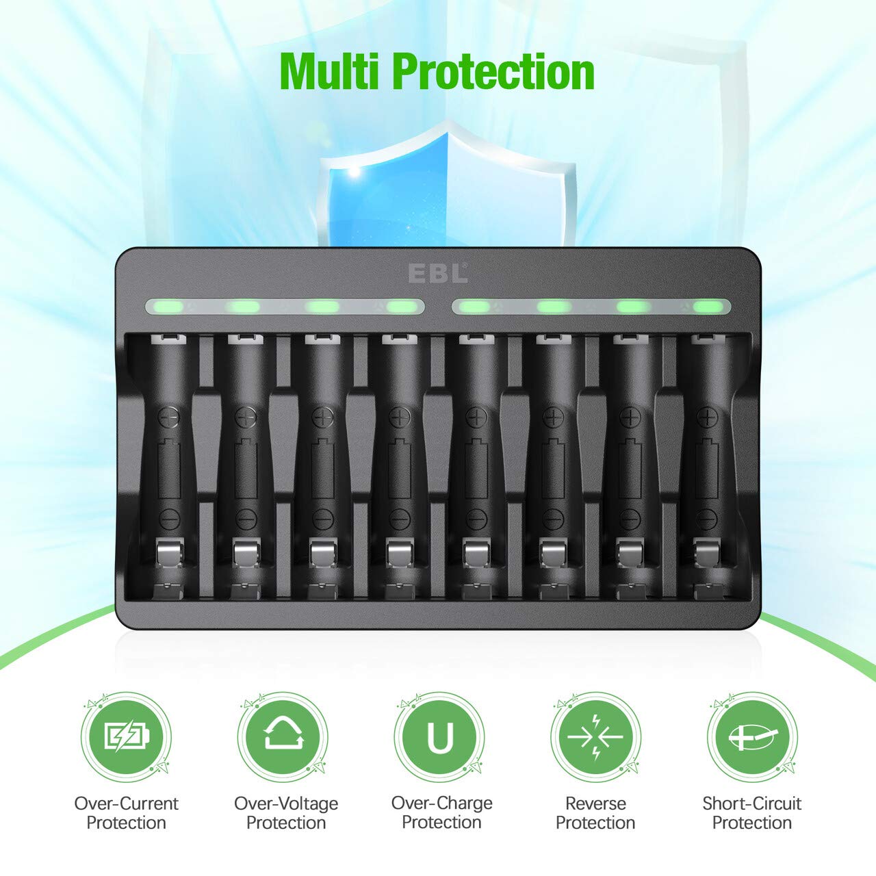 8 Pack Rechargeable Lithium AAA Batteries with Smart Charger X10537