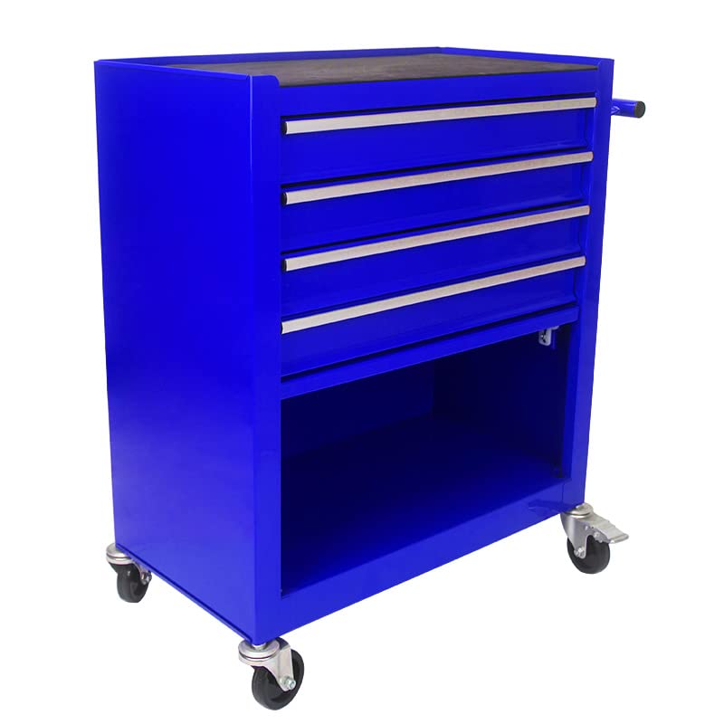 Rolling Tool Chest on Wheels, 4-Drawer Metal Tool Cart with Cabinet, Large Tool Cart for Garage, Warehouse, Workshop, Repair Shop