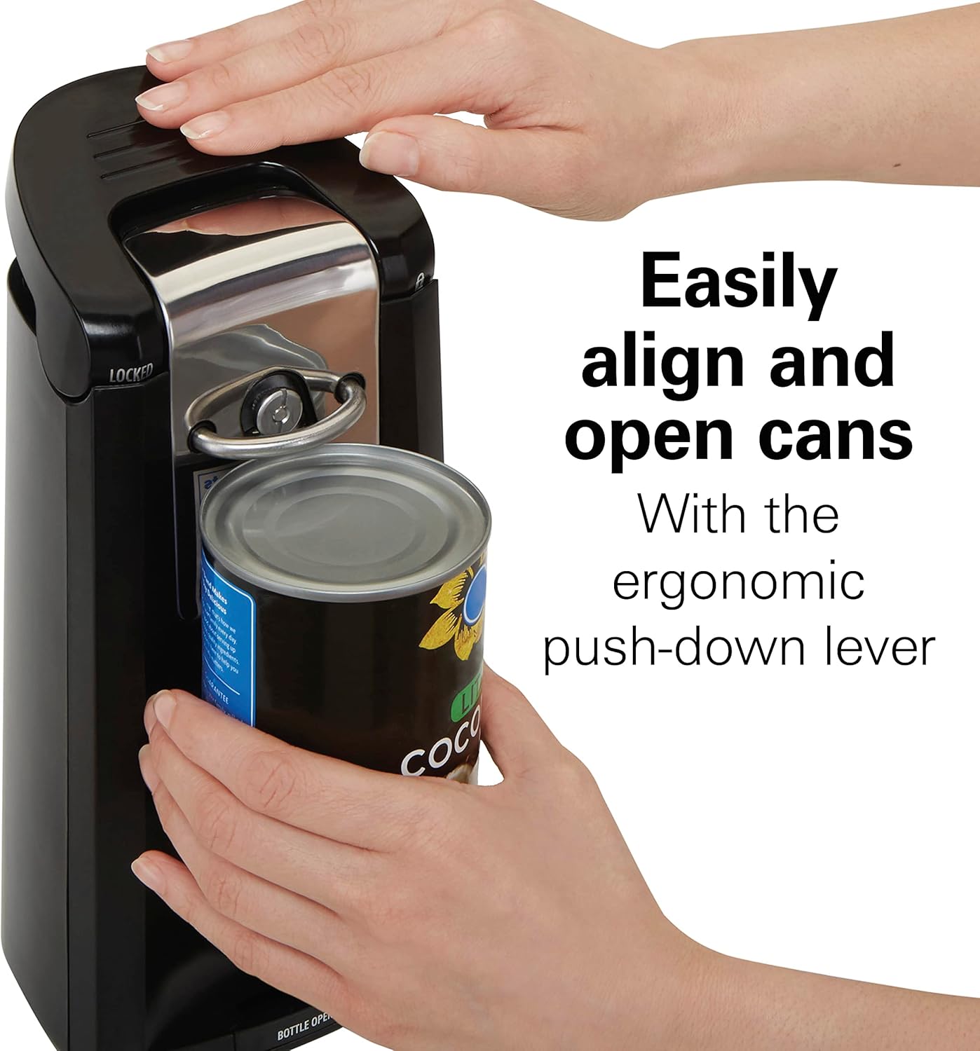 Electric Automatic Can Opener with Push Down Lever and Knife Sharpener G343