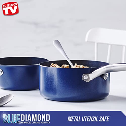 Diamond Infused Ceramic Nonstick Saucepan Pot Set, 1 & 2 Quart, Dishwasher Safe C5368