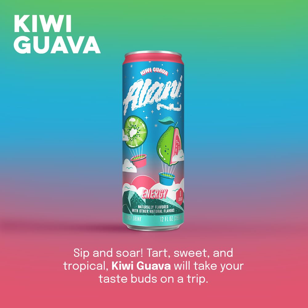 Sugar Free Kiwi Guava Energy Drink with Caffeine, 12 oz Cans (12 Pack) G581434