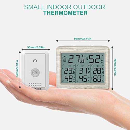 Indoor Outdoor Thermometer with 3 Wireless Sensors, LCD Backlight E6596