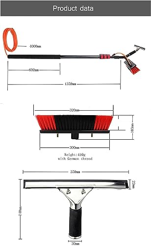 Water Fed Telescopic Window Cleaning Pole Kit with Squeegee Brush R99838