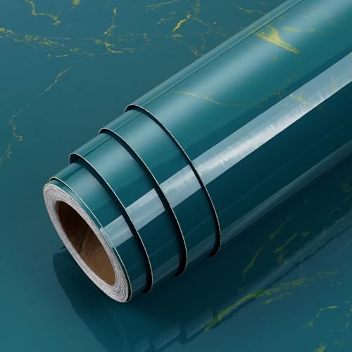 Dark Teal Blue and Gold Marble Contact Paper Peel and Stick Wallpaper U597