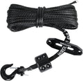 1/4" Synthetic Winch Rope 50 Ft Black Heavy Duty 10,000LBs ATV Winch Rope Line with Steel Hook Rubber Stopper Protecting Sleeve/Sheath and Thimble Universal Fit for ATV SUV Vehicle Winch Rope-Fairlead