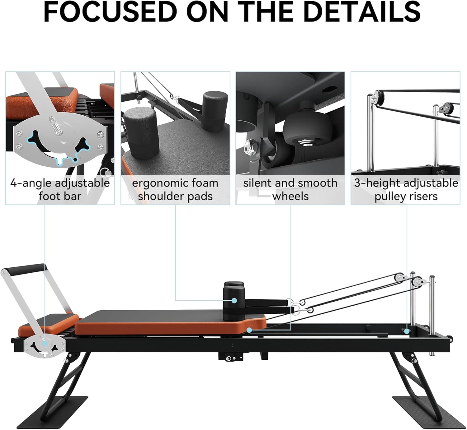 Foldable Pilates Reformer Machine for Home and Gym Workout C36728