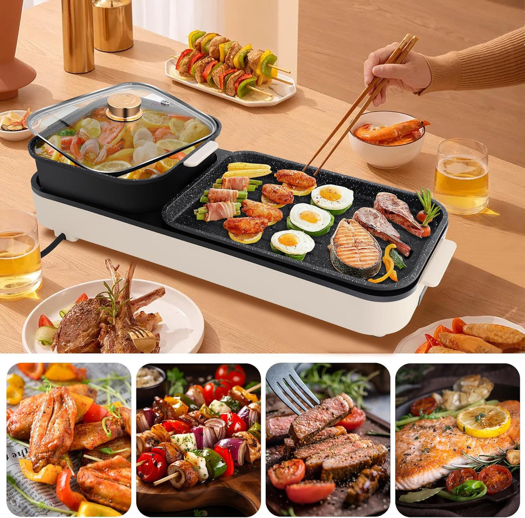 Hot Pot with Grill, 2-in-1 Electric, Non-Stick Removable Plate H943112