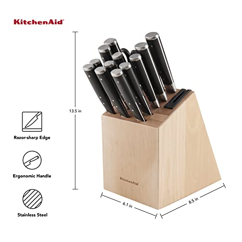 14-Piece Knife Block Set with Built-in Sharpener, High Carbon Stainless Steel, Birchwood F32418