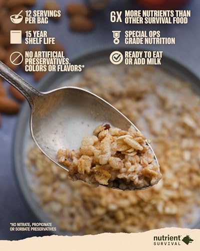 Maple Almond Grain Crunch Cereal, Freeze Dried Emergency Food, 12 Servings B19501